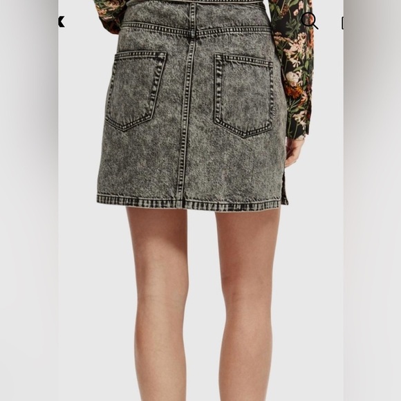 scotch soda Seasonal fold over black denim skirt with wash effects Size XS - Picture 7 of 7